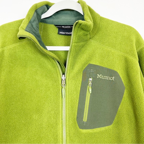 Marmot Polartec Full Zip Fleece Jacket Men's Size Medium Green - Picture 2 of 15
